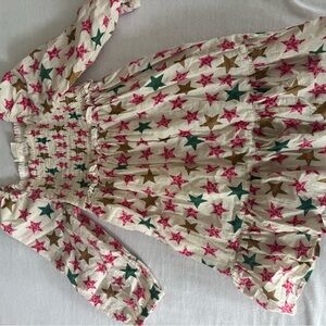 Crewcuts Star Print Kids Dress - Pink, Green, Brown